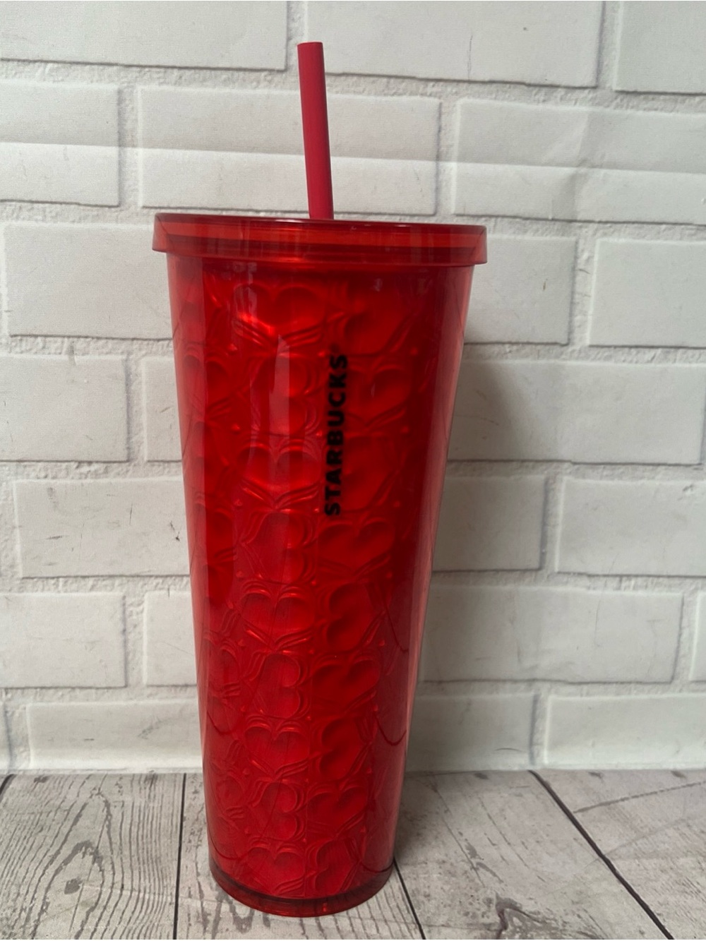 Starbucks Valentine's Day Heart 2019 Embossed Hearts Cold Cup Tumbler 24 oz